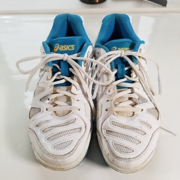 Asics Sneakers Womens Gel Game Tennis Shoe White with Blue Size 8 Pickleball - Picture 1 of 12